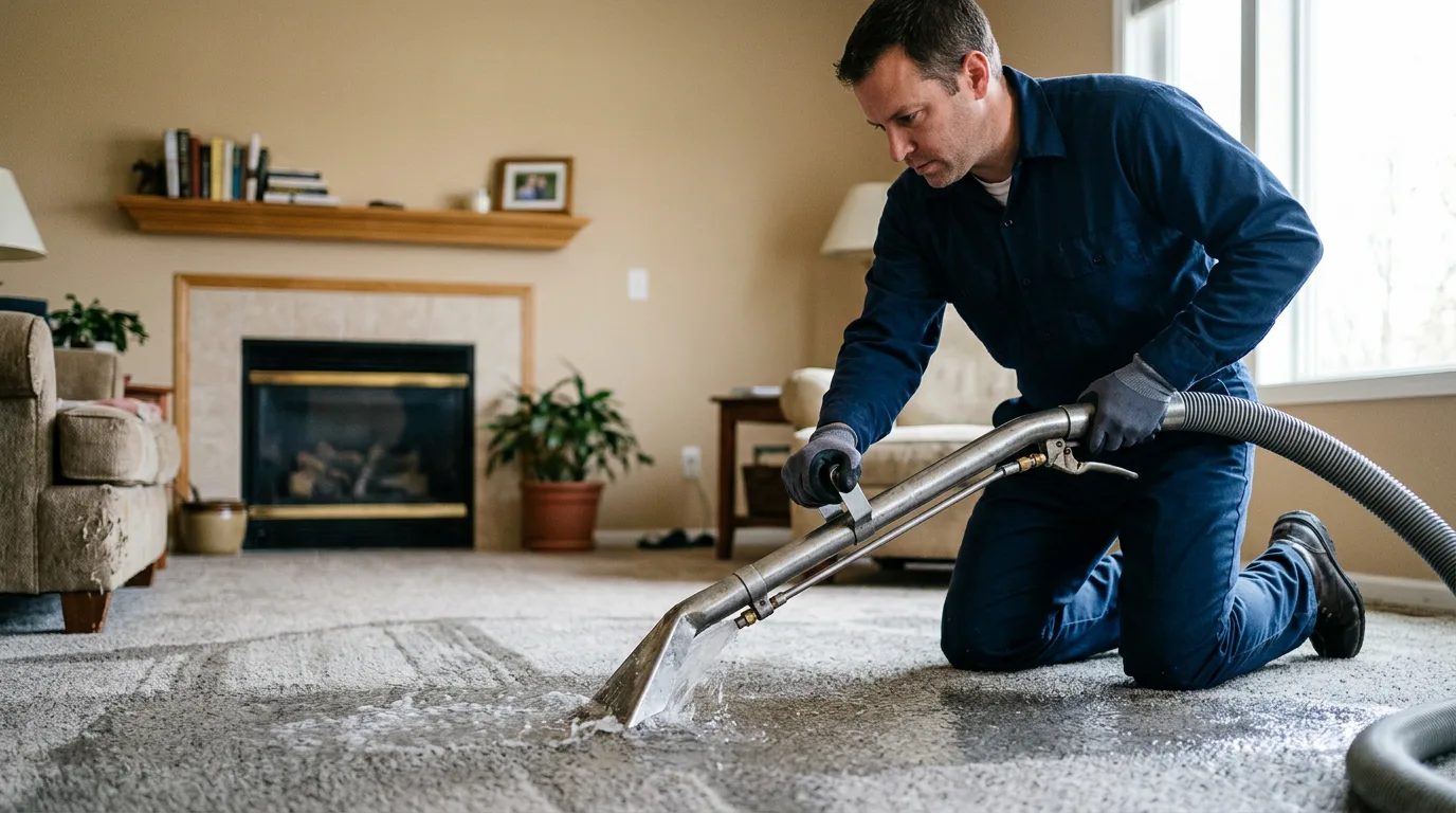 Water damage restoration technician working near Pierceville, KS